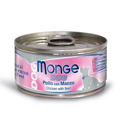 MONGE NATURAL Krmivo pre psov  - kura, hovädzie 95g/24 bal - monge_cane_umido_natural_lattine_pollo_con_manzo.jpg