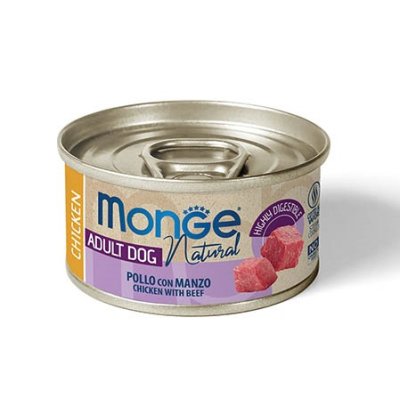 MONGE NATURAL Krmivo pre psov  - kura, hovädzie 95g/24 bal