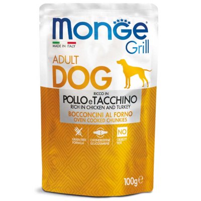 MONGE GRILL Dog Kapsička kura, morka 100g/24bal