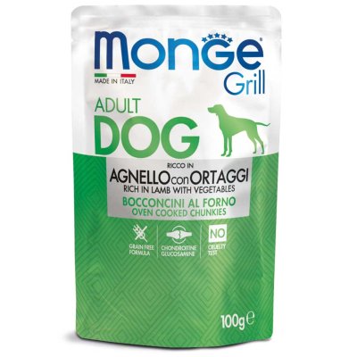 MONGE GRILL Dog Kapsička jahňacia so zeleninou 100g/24bal