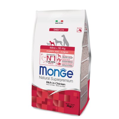 MONGE DOG Mini Puppy & Junior Kurča, ryža 15kg, 30/18 - chovateľské balenie - monge_new_cane_secco_mini_puppy_junior 3kg.jpg