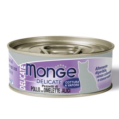 MONGE NATURAL Cat konzerva kuracie mäso a ančovičky 80g/24bal. - 2157 monge_gatto_umido_natural_delicate_pezzetti_di_pollo_con_omolette_e_alici.jpg