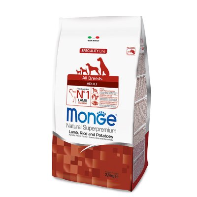 MONGE DOG Jahňa, ryža, zemiaky 2,5kg 25/16