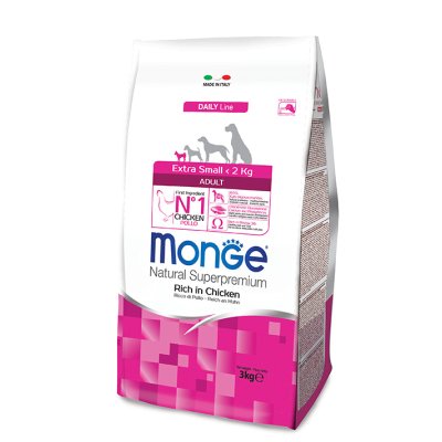 MONGE DOG EXTRA Mini Adult Kurča, ryža 3kg (26/14)