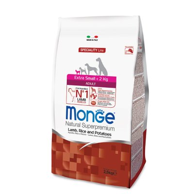 MONGE DOG EXTRA Mini Adult, jahňa, ryža, zemiaky 2,5kg(26/15)