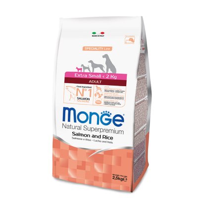 MONGE DOG EXTRA Mini Adult, losos, ryža, 2,5kg (26/15)