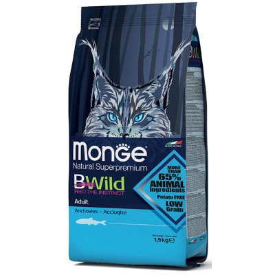 MONGE BWILD Cat Adult Ančovičky 34/17 1,5kg