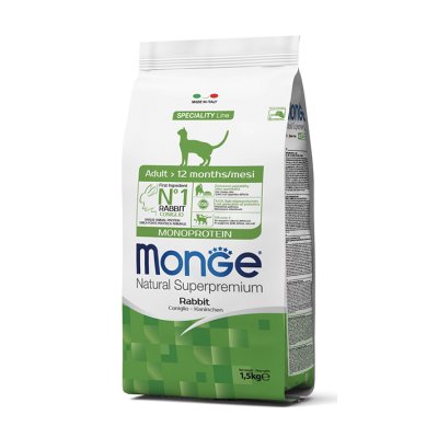 MONGE Cat Monoproteín Adult Králik 33,5/15 1,5kg
