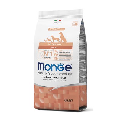 MONGE DOG Losos, ryža 12kg 25/14