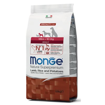 MONGE Dog Mini Adult Jahňa, ryža, zemiaky 25/16 7,5kg