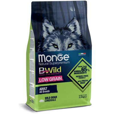 MONGE BWILD Dog - Low Grain - Diviak, Adult 2,5kg 29/17