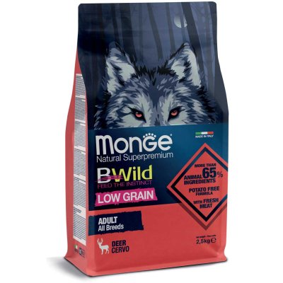 MONGE BWILD Dog Adult  Low Grain - Srnčie, 2,5kg 28/18