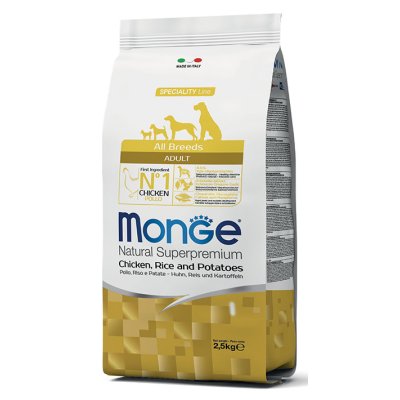 MONGE DOG Kurča, ryža, zemiaky 2,5kg 25/15