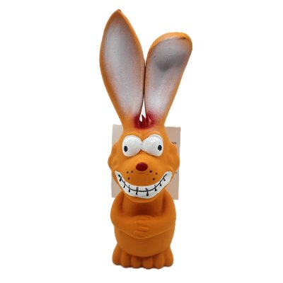 Zajac pískací - oranžový LATEX 17 cm