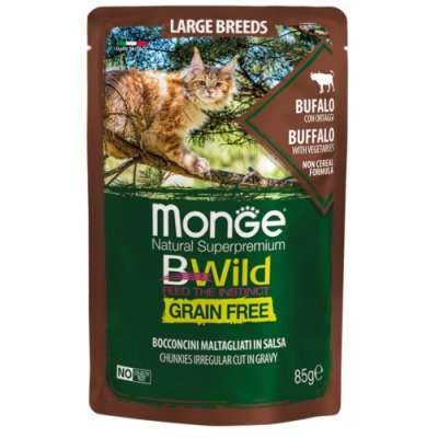 MONGE BWILD CAT Grain Free kapsička Adult byvol so zeleninou 85g/28bal.