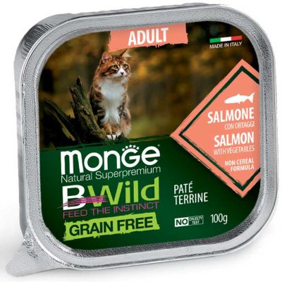 MONGE BWILD CAT Grain Free vanička Adult losos so zeleninou 100g/32bal