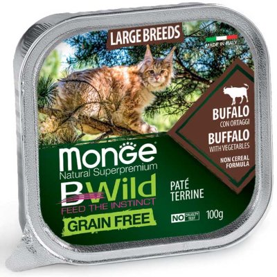 MONGE BWILD CAT Grain Free vanička  Adult byvol so zeleninou 100g/32bal