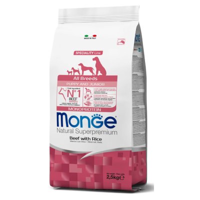 MONGE DOG Puppy & Junior, Hovädzie 2,5kg 31/17