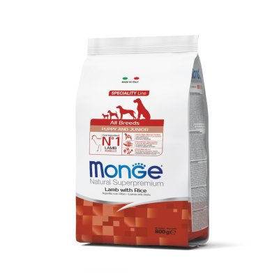 MONGE DOG Puppy & Junior Jahňa, ryža 800g 30/18