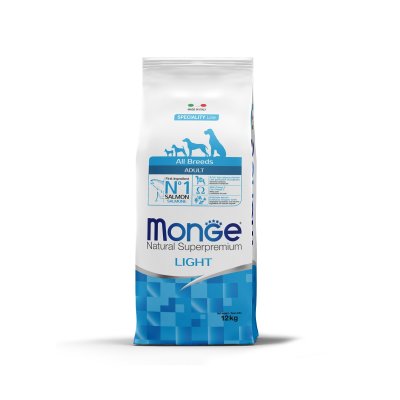 MONGE DOG Light Losos, ryža, kukurica 12kg 24/12 chovateľské balenie