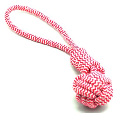 Preťahovadlo s prepletanou loptičkou ČERVENÉ 32cm (50/1)