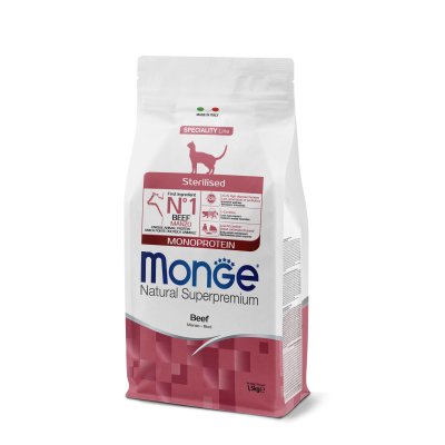 MONGE Cat Monoproteín Adult Sterilised  hovädzie 38/11,5 1,5kg