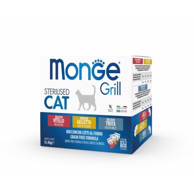 MONGE GRILL Cat MULTIPACK kapsičky králik a jahňa 12ks/ 85g
