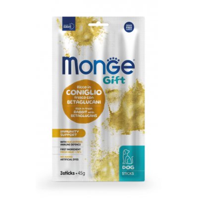 MONGE GIFT Dog Immunity tyčinky králik/nukleotidy/betaglukány 45g(28)