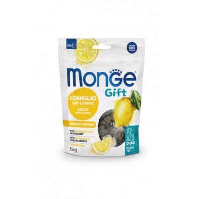 MONGE GIFT Dog  Immunity  "M" maškrty s králikom a citrónom 150g/10