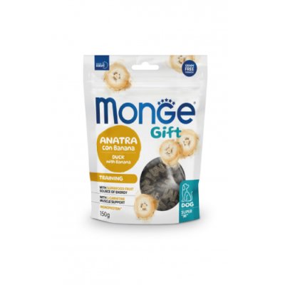 MONGE GIFT Dog Training "M" maškrty s kačicou a banánom 150g/10