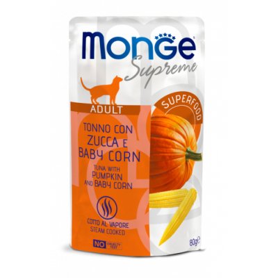 MONGE SUPREME Cat FLAKES kapsička tuniak/tekvica/kukurica 80g/24bal
