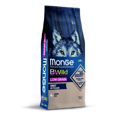 MONGE BWILD Dog - Low Grain - Husa, Adult, 12kg 30/19