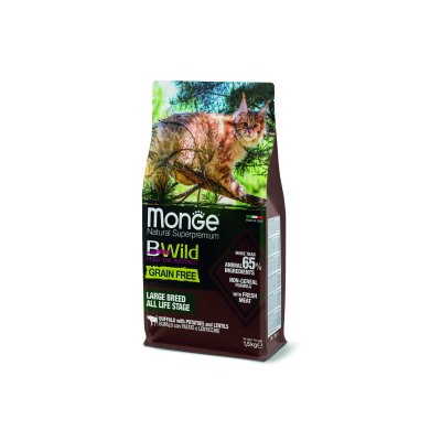MONGE BWILD Cat Large Bůvol s bramborami a čočkou - pro velká plemena   31/20   1,5kg