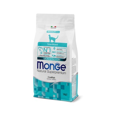 MONGE Cat Monoprotein Sterilised treska 38/11,5   1,5kg