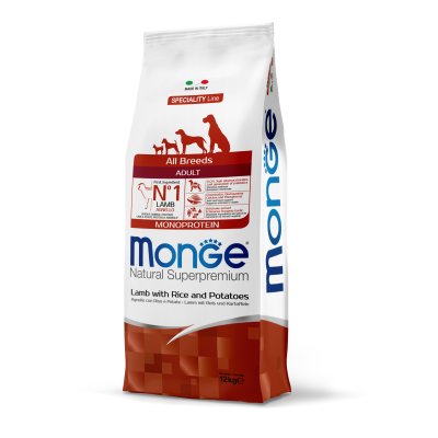 MONGE DOG Jehně, rýže, brambory 12kg  26/15