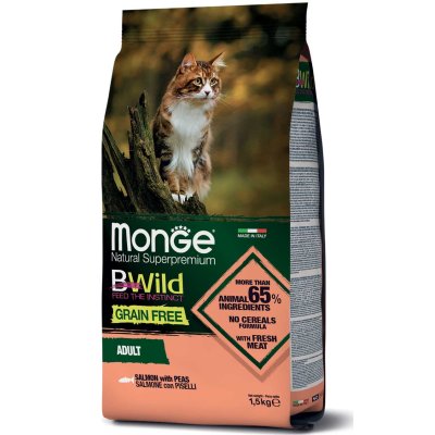 MONGE BWILD Cat Losos s hráškem 34/14  1,5kg