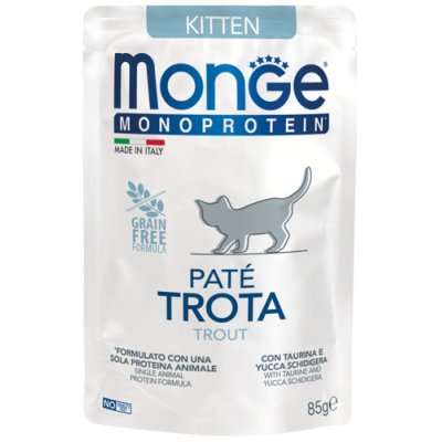 MONGE Monoprotein KITTEN  PATÉ kapsička  pstruh  85g/28bal