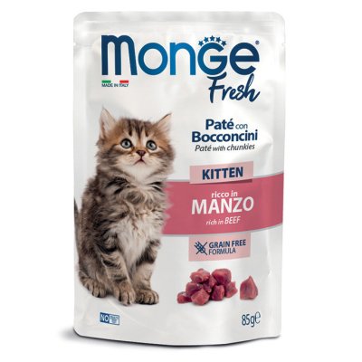 MONGE FRESH CAT KITTEN kapsička hovězí 85g /24ks
