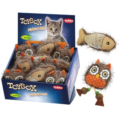 NOBBY Hračka Ryba/Sova 13-15cm se šantou kočičí