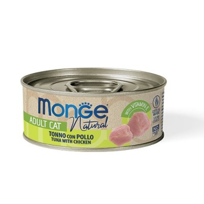 MONGE NATURAL Cat tuniak a kuracie 80g/24bal.