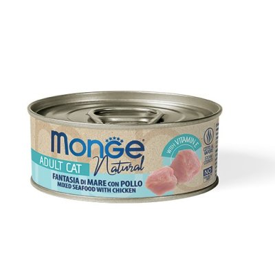 MONGE NATURAL Cat morské plody zmes, kuracie mäso 80g/24b